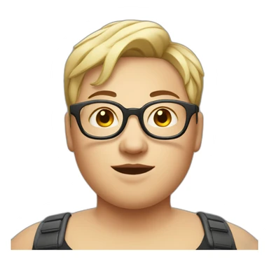 Fat androgynous person with short hair braces and glasses sticker