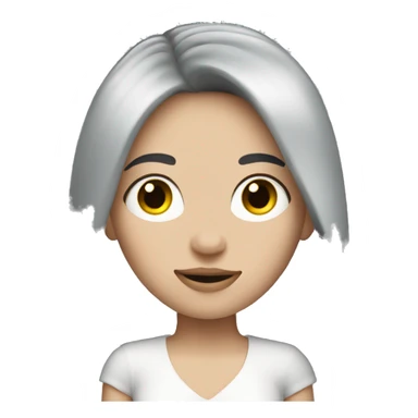 Pale girl with long black hair wearing driving car sticker