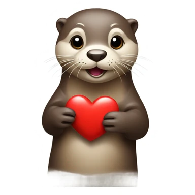 Otter holding a heart  sticker