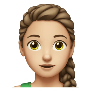 realistic portrait of girl, brown hair in a ponytail, sporty figure, sunkissed Skin, Green eyes sticker