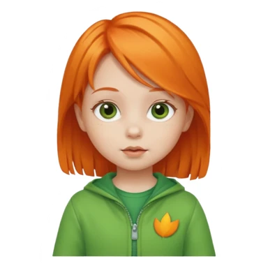 orange hair girl baby green outfit sticker