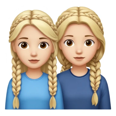 Girl long flowing blonde hair and  girl with DARK BROWN HAIR ONE BRAID on one side.   sticker