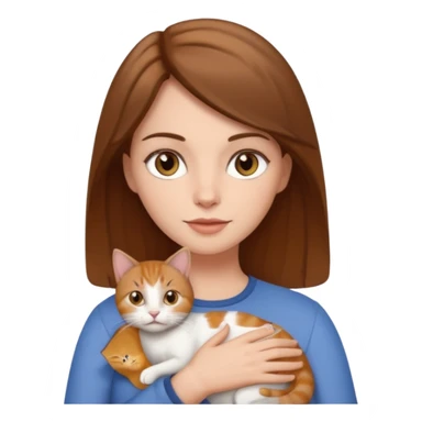 white woman with brown hair and light brown eyes holding cat sticker