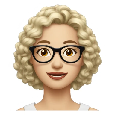 femme bouclé long châtain lunettes rondes sticker