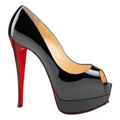 Louboutin Black patent Leather Lady Peep Toe Platform sticker