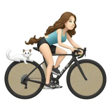 a brown hair white girl on her gravel bike with her black and white cat sticker