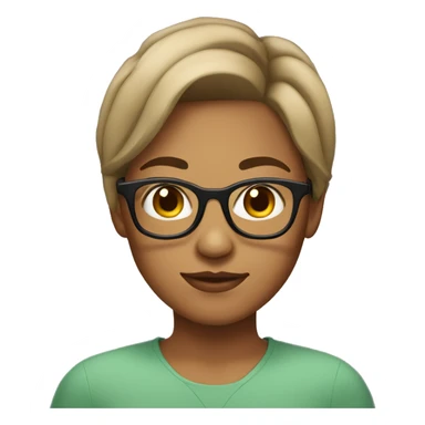 tan skin girl with glasses and medium short hair sticker