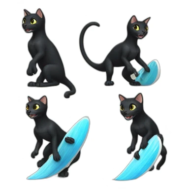 Black cat trex surf sticker