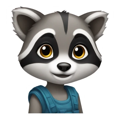 Girl raccoon sticker
