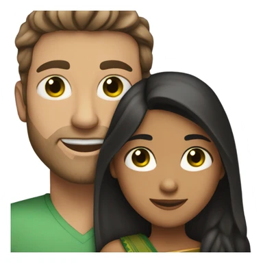 brown haired green eyed White guy hugging pretty indian girl sticker