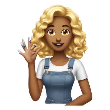 Beautiful girl with a funny nail sticker