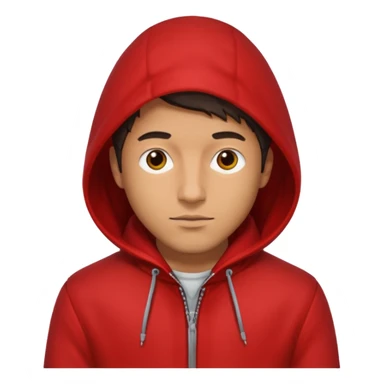Man in red coat, hood up sticker