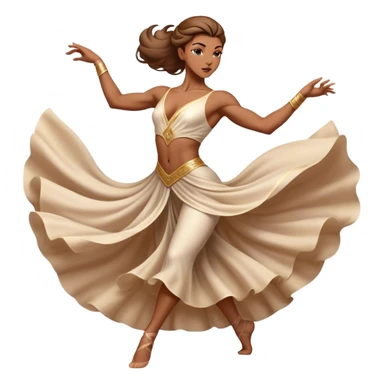 Cinematic Realistic Dance Poses, an elegant dancer mid-motion, muscles tensed with control, soft fabric of their attire flowing with movement, dramatic lighting highlighting the graceful lines, glowing with passion and poise. sticker