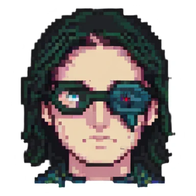 a man with one eye covered sticker