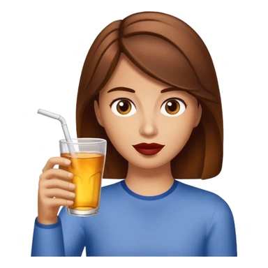 Brown hair drinking a twisted tea sticker