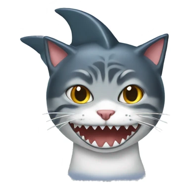 Cat with a shark hat sticker
