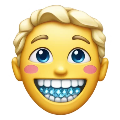 smiling face with diamond teeth sticker