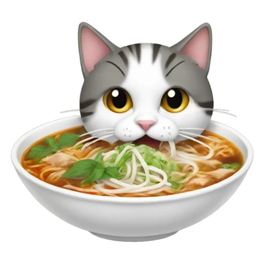 Cat eating pho sticker