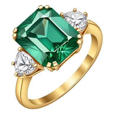 Diamond ring with gold band and emerald-shaped diamond sticker