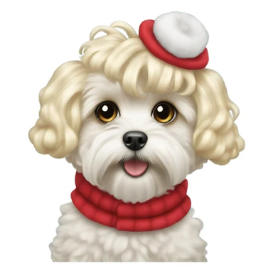 Maltipoo dressed like Cindy Lou-who sticker
