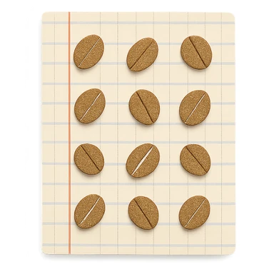 coffee bean pattern grid paper background with pastel lines, soft pastel style, transparent background sticker