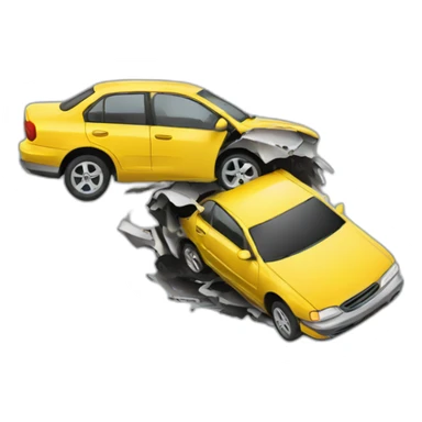 two cars crashed into each other sticker