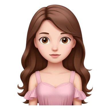 Long brown hair girl with soft pink dress sticker