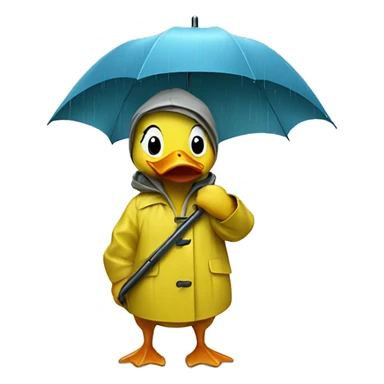 Duck in a raincoat with an umbrella sticker