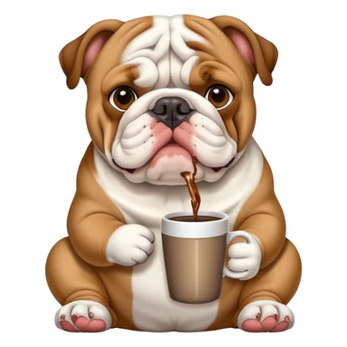 English bulldog waiting and drinking coffee sticker