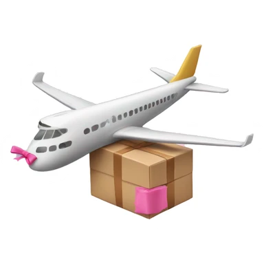 airplane with a parcel with a pink bow  sticker