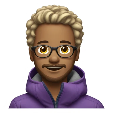 a boy with light facial hair and light skin  and glasses on a snowboard sticker