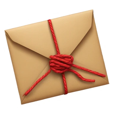 Closed Light brown envelope wrapped in red twine with pine underneath the twine sticker