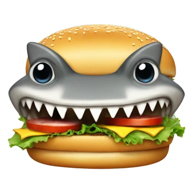 shark eating burger  sticker