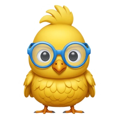 Pollito amarillo con gafas de marco azul sticker