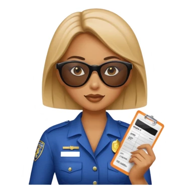 Police writing ticket with sunglasses on, female sticker