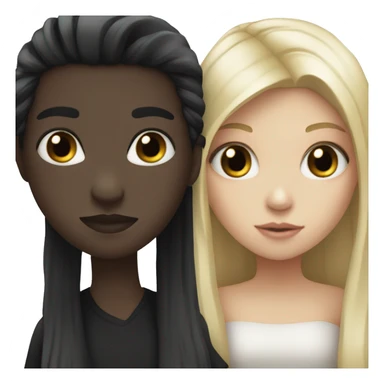 Black heart and Pale girl with long black hair  sticker