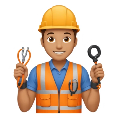 Electrician + cable coil + orange vest, Repair Crew. sticker