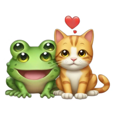 Cat and frog love sticker