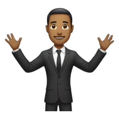 man in suit holding out his arms sticker