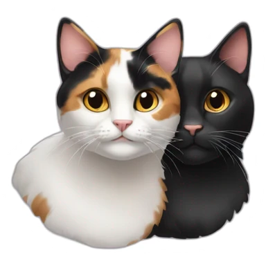 calico cat and black cat sticker