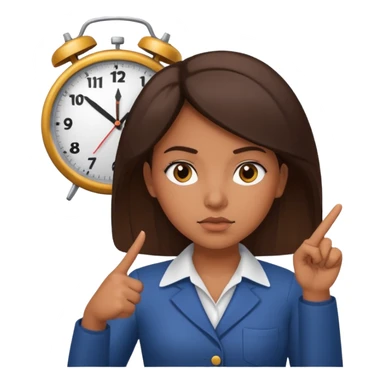 Latina girl pointing at a clock sticker
