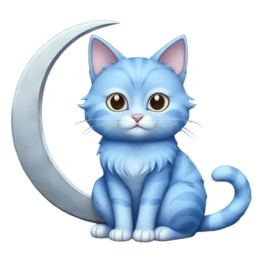 Blue cat holding a moon 🌙🐱 sticker