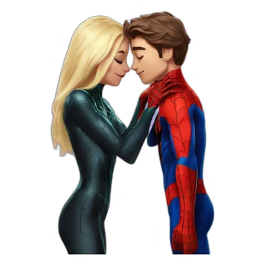 Spider-Man Miles Marales and Gwen Spider kiss sticker