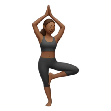 Yoga pose standing on one leg with other in air behind arms in a binding sticker