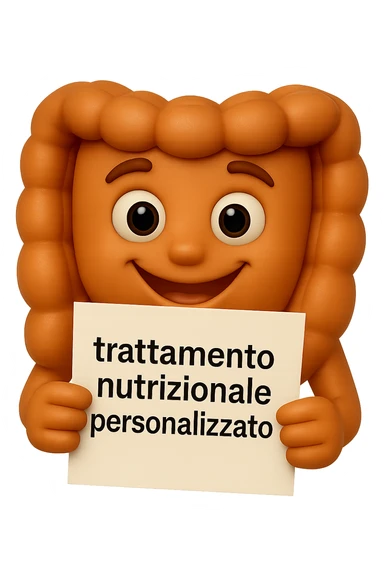 emoji stile iphone di un intestino felice che legge un foglio con la scritta "trattamento nutrizionale personalizzato", non fargli il naso, iperrealistico 4k sticker