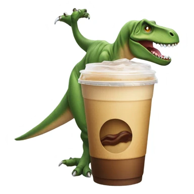 Trex drinking iced coffee  sticker