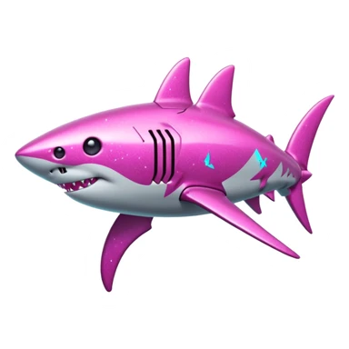 glitter mech shark pink cyberpunk sticker