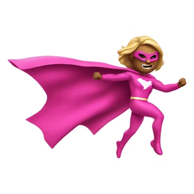 Pink superhero flying sticker