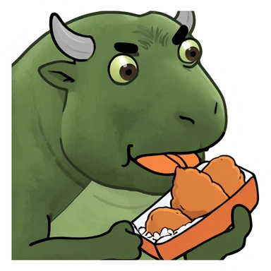 Buffalo eating chicken and chocolate sticker