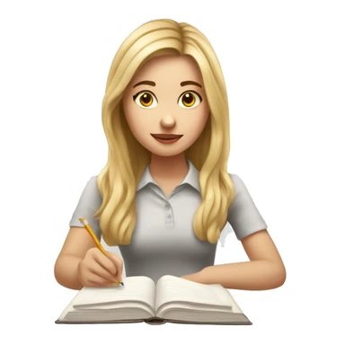 studing white girl doing her homework sticker